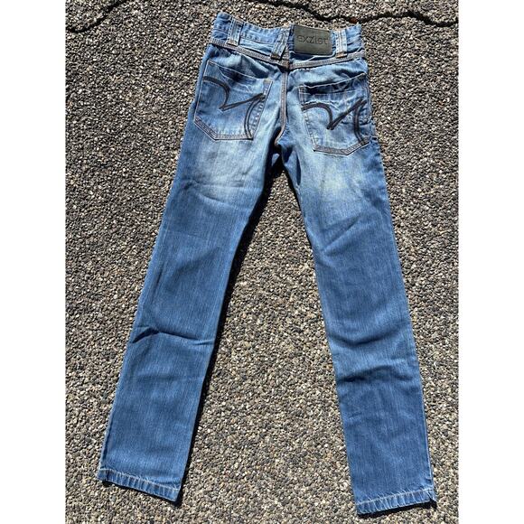 Vintage EXZIST y2k denim designer jeans 28x32 punk emo streetwear stitch patch - Picture 1 of 5